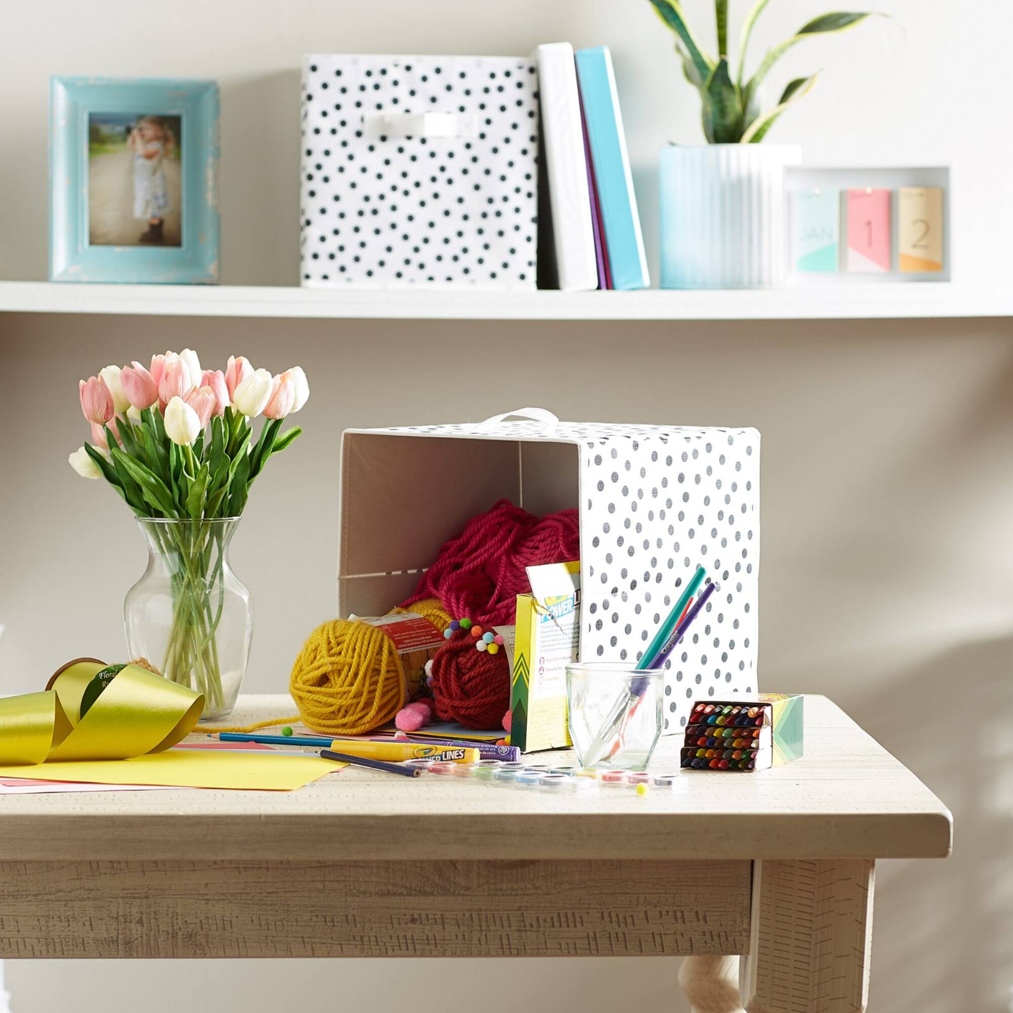 DII® 11" Black & White Dots Storage Cube, 2ct.